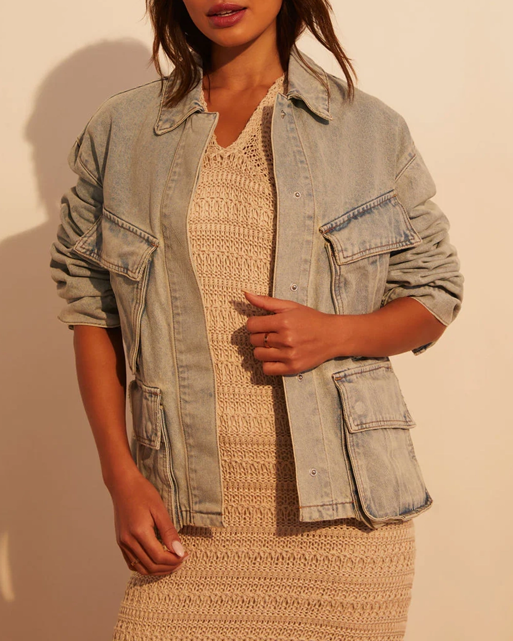 Pocketed Light Wash Denim Jacket