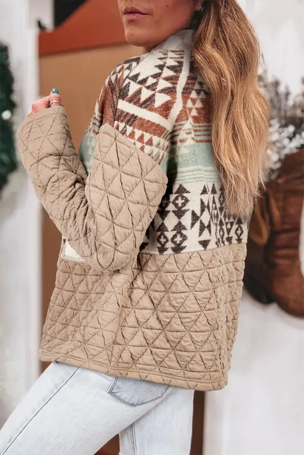 Geometric Pattern Quilted Jacket