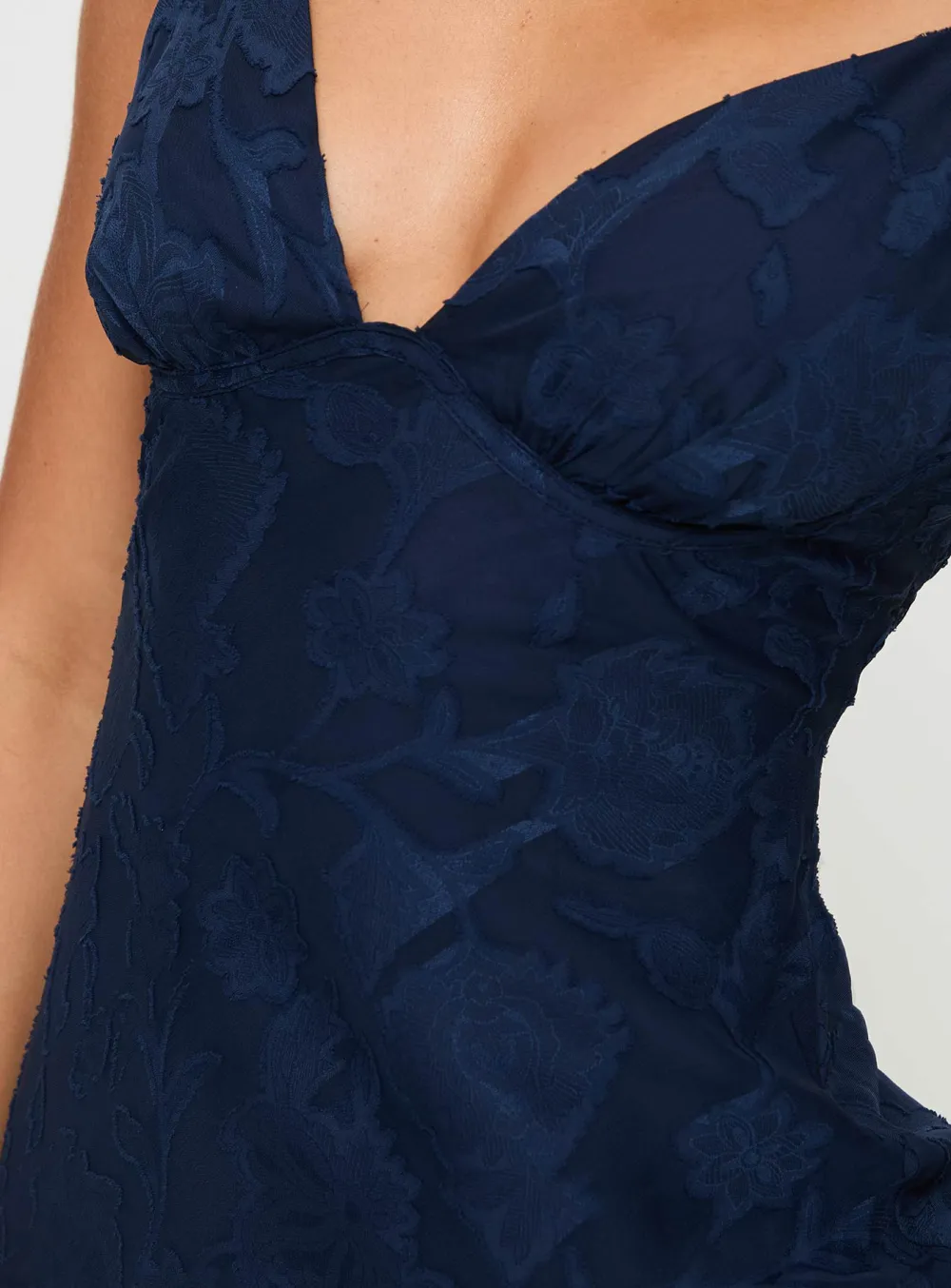Lace Trimmed Spaghetti Strap Maxi Dress