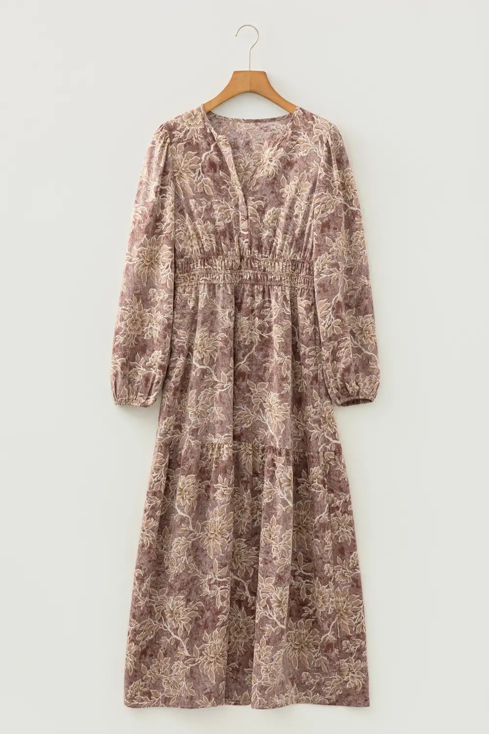 Finish Floral Printed Smocked Maxi Dress