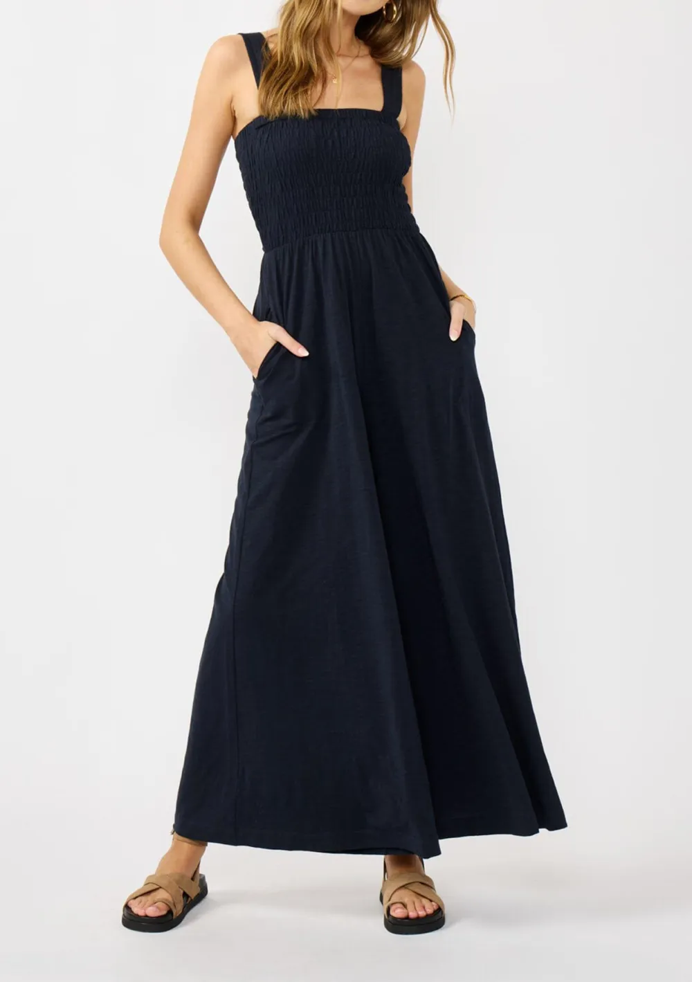 Smocked Wide Leg Jumpsuit