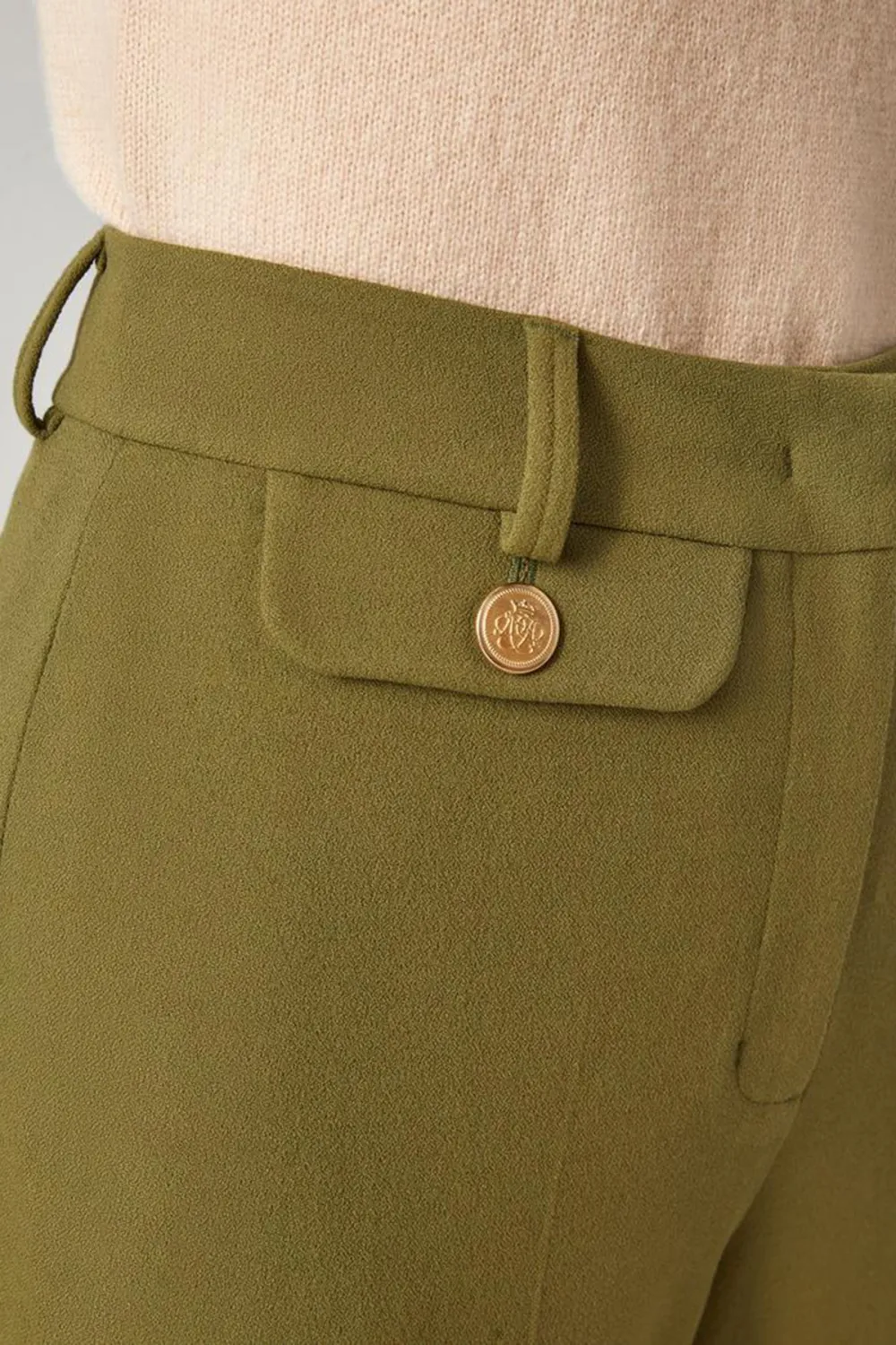 Olive Green High Waist Wide Leg Trousers