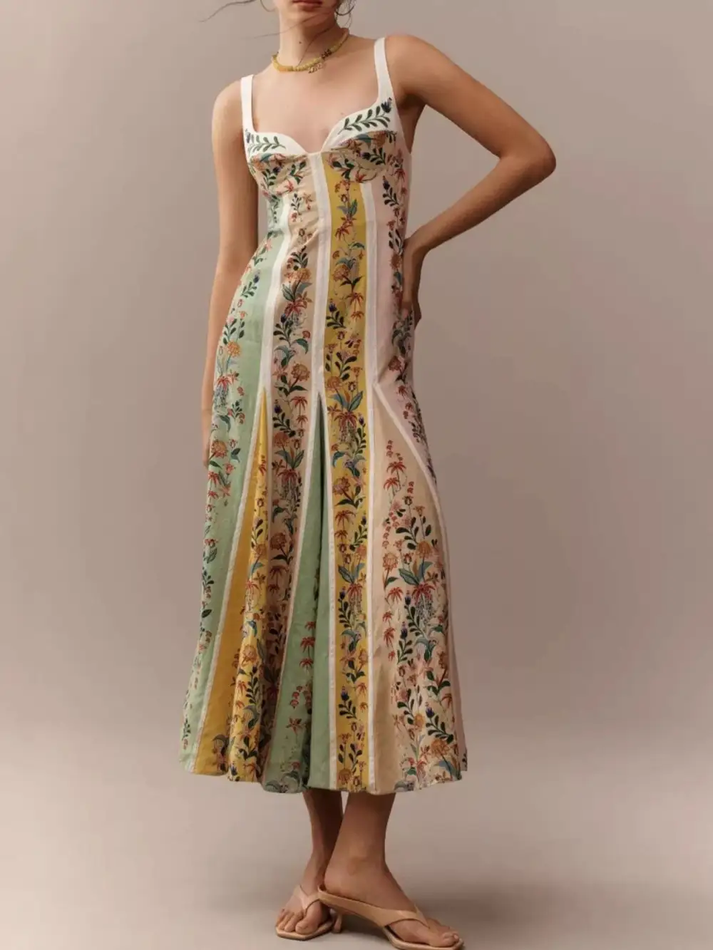 Structured Shape Floral Printed Maxi Dress