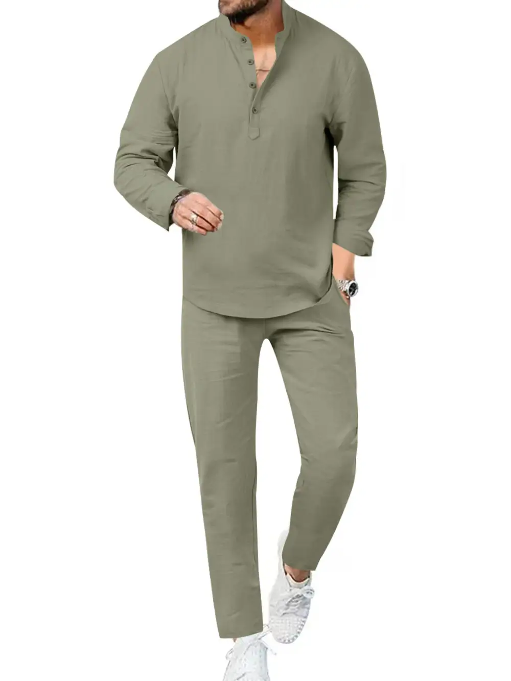 Men's Full Size Casual Long Sleeve Shirt and