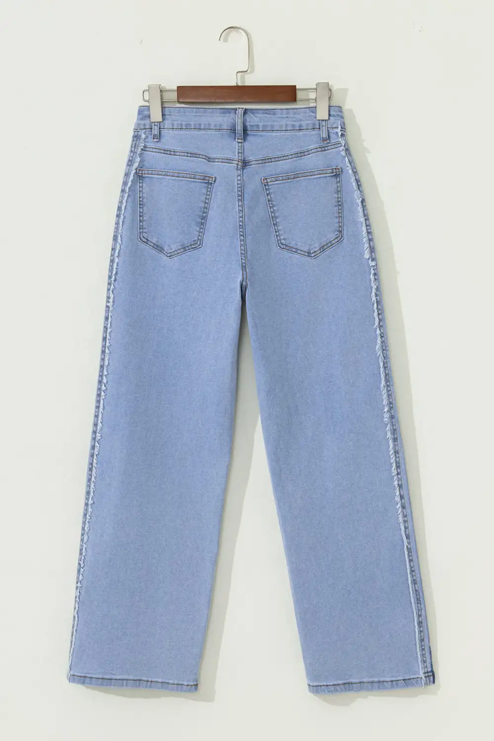 Frayed Contrast Stripe Side Panel Patchwork Jeans