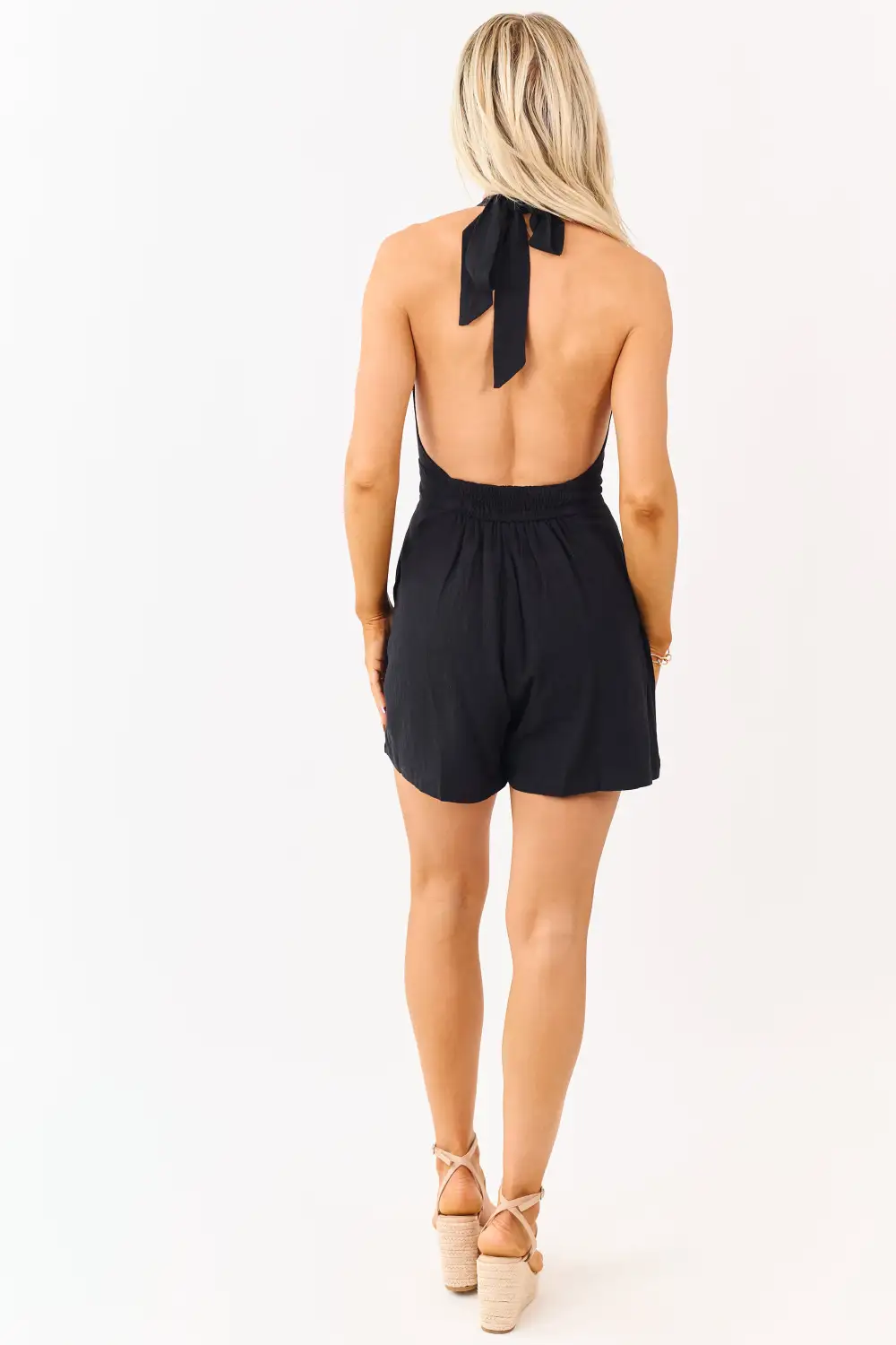 Linen Blend Halter Tie Button Down