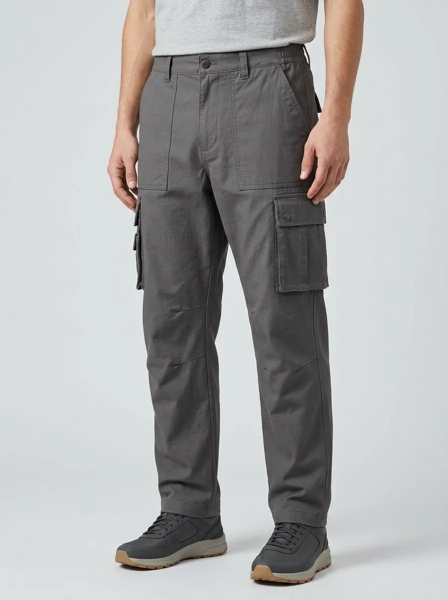 Men's Casual Outdoor Grey Multi-Pocket Cargo Pants