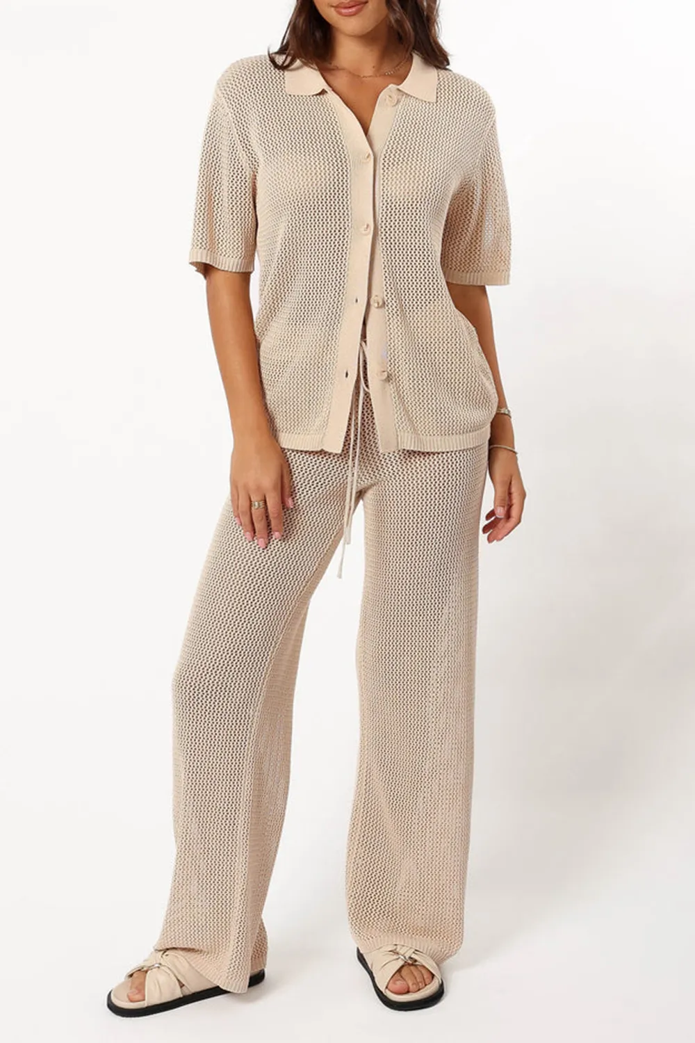 MESH TEXTURED PANTS KNIT PANT