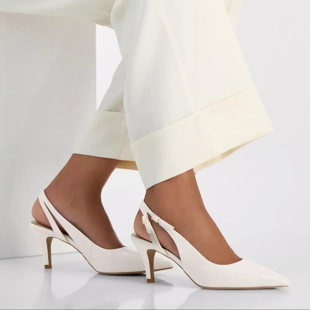 Faux Leather Pointed Toe Stiletto Slingback Slingback Heels