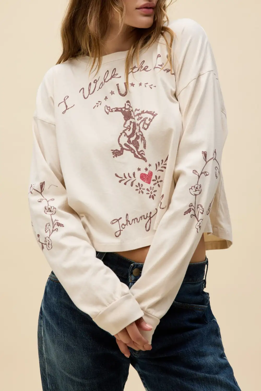 Ribbed Boxy Relaxed Long Sleeve Tee