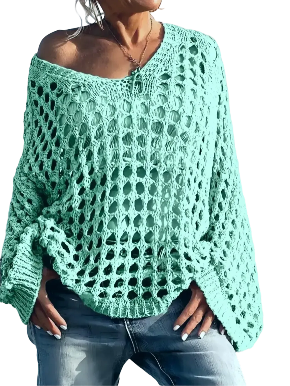 Women's loose-fitting hollow-out design top