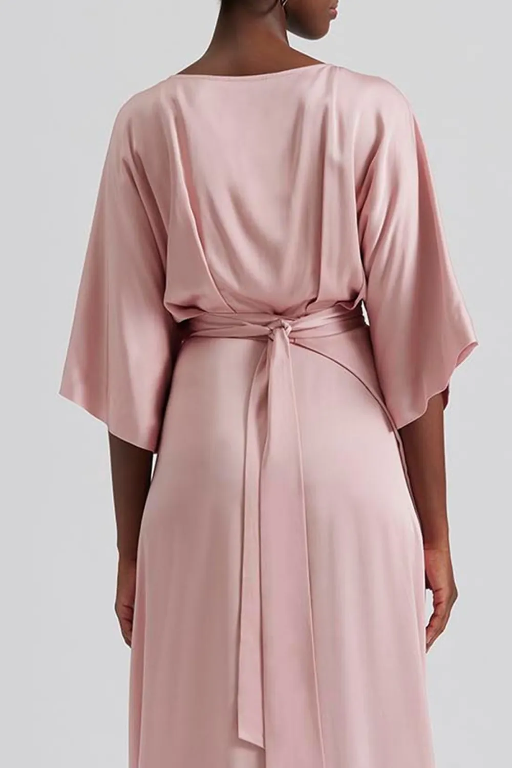 Wrap Style Satin Maxi Dress
