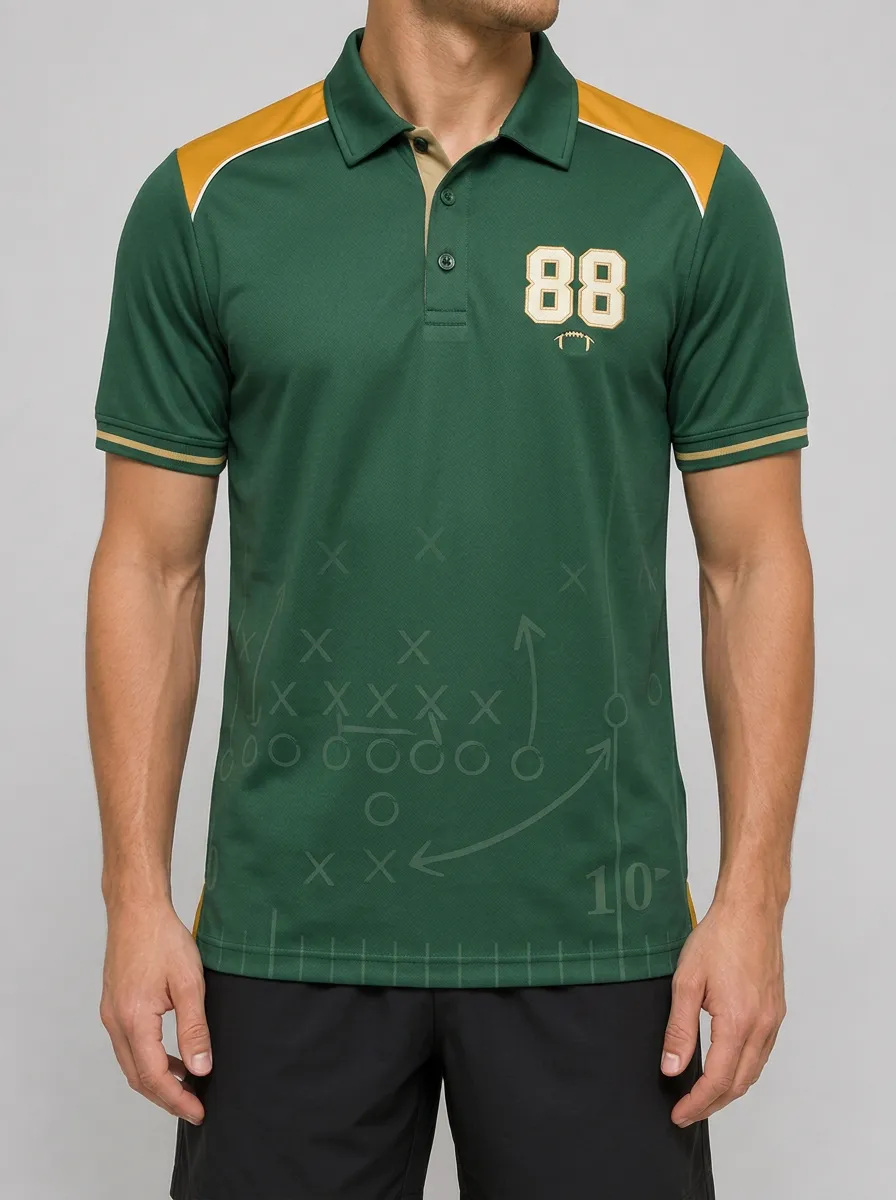Men's American Football Fan 88 Playbook Printed Polo Shirt