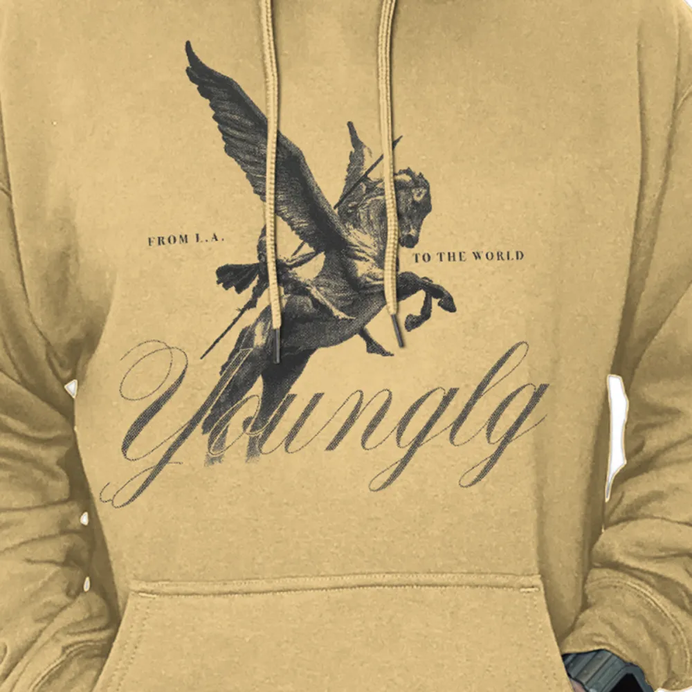 Pegasus Graphic Beige Hoodie With Vintage Aesthetic