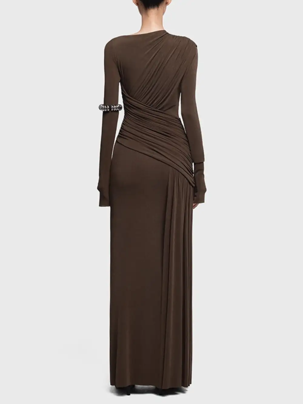 Drape Ruched Long Sleeve Maxi Dress