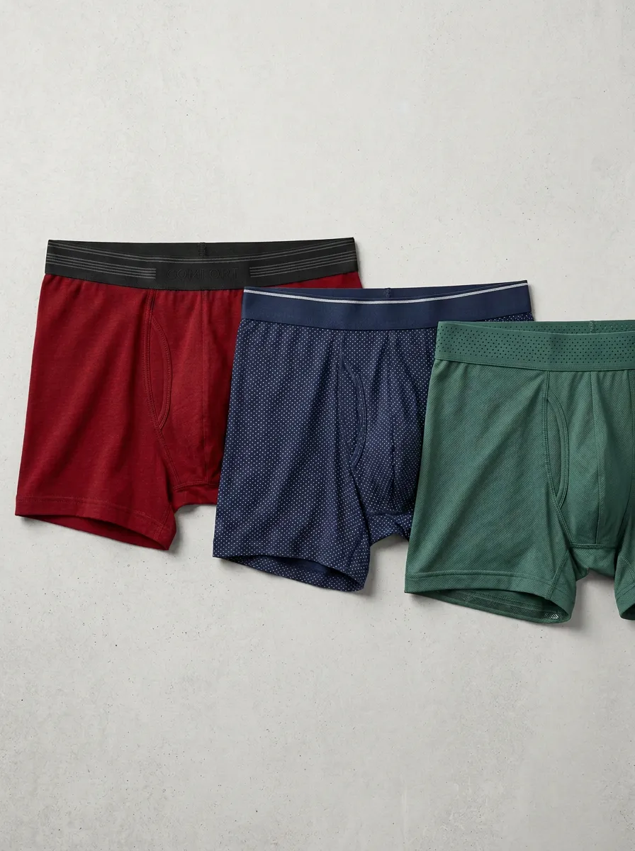 Men's Comfort Multi-Pattern Polka Dot Printed Boxer Briefs