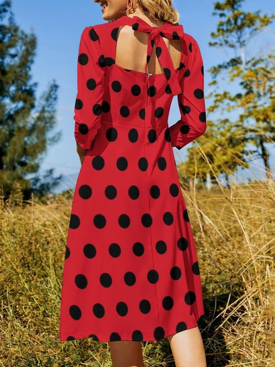 Polka Dot Contrast Color Dress