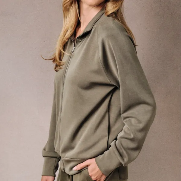 Funnel Neck Zip Front Jacket