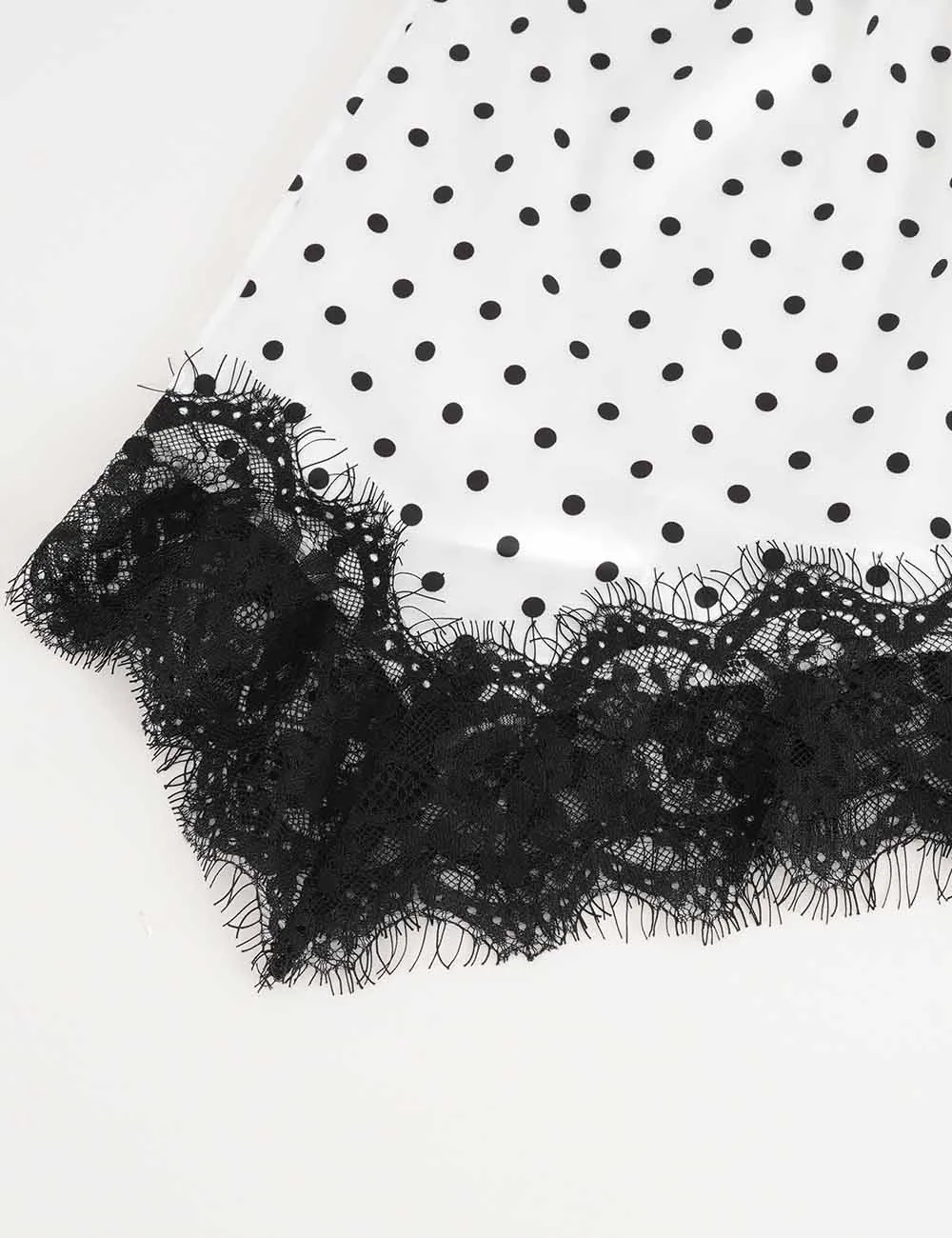 Chic Satin Polka Dot Lace Trim Mini Skirt