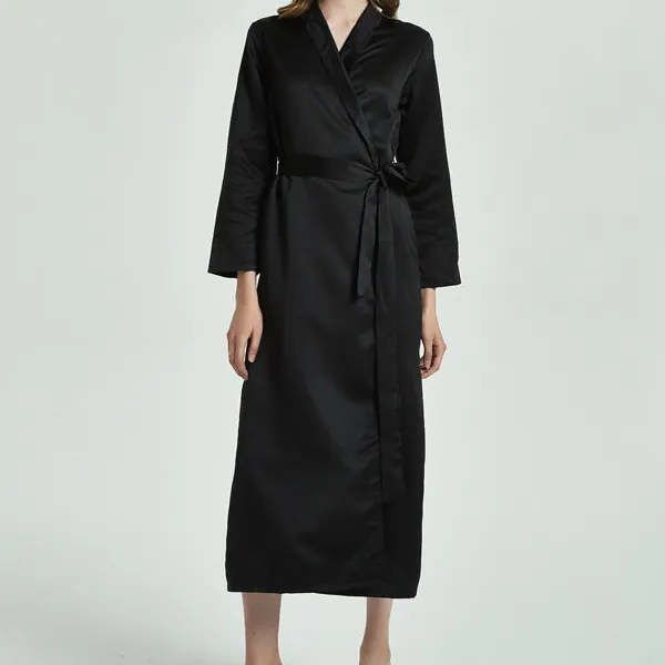 Midi Length Hem Robe with Tie Waist