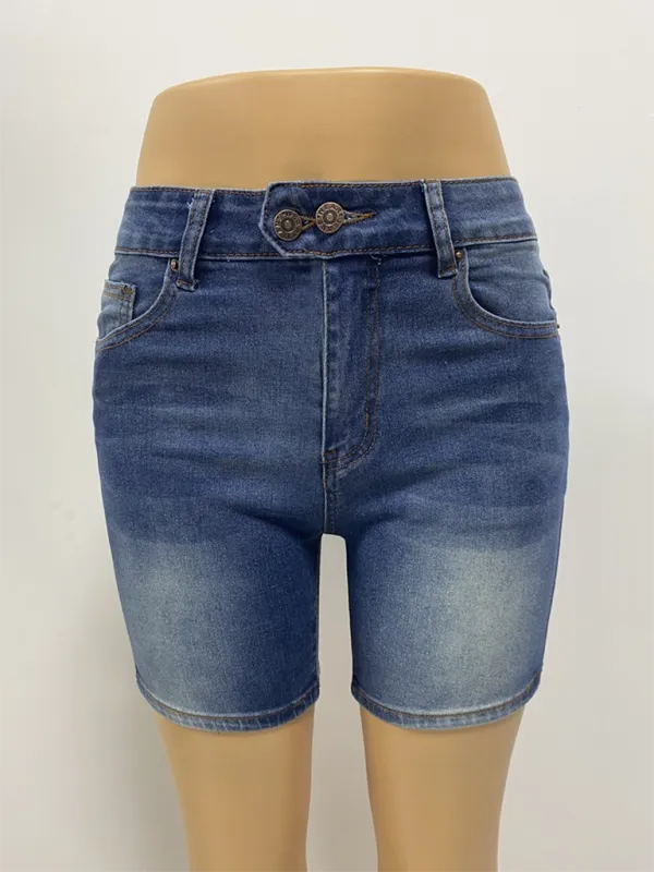 Retro Slim Fit Shorts Denim Pants
