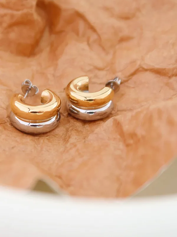 Double C Shape Hoop Earrings