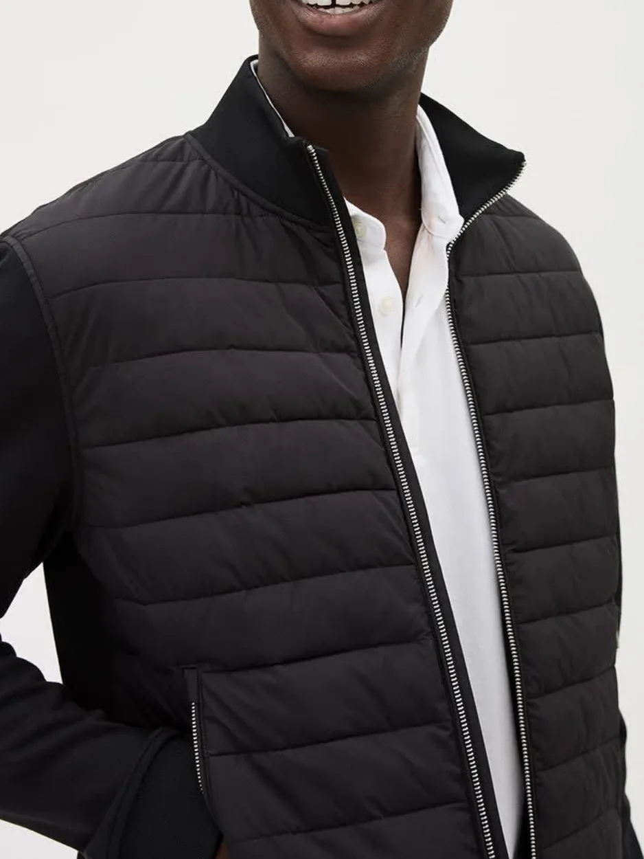 Black Long-Sleeve Mock-Neck Quilted Jacket