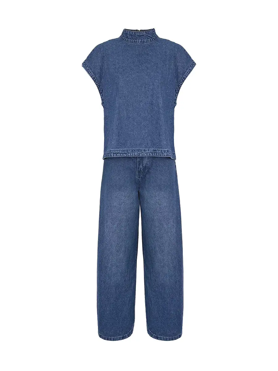 High Waist Relaxed Vest And Pants Set