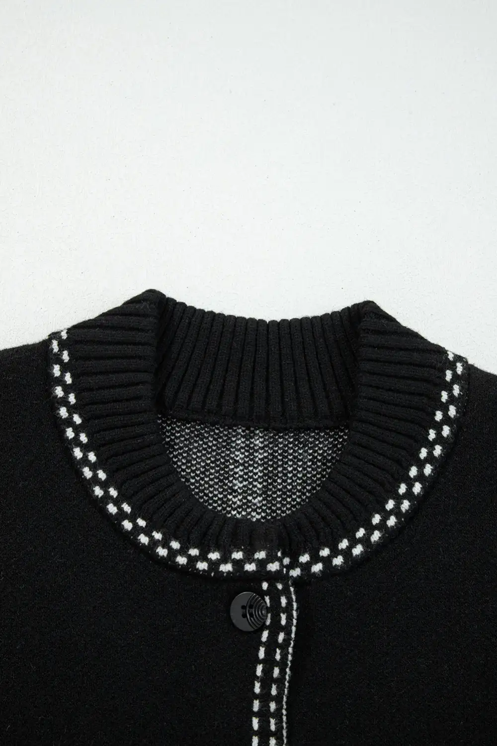 Contrast Trim Button Front Cardigan