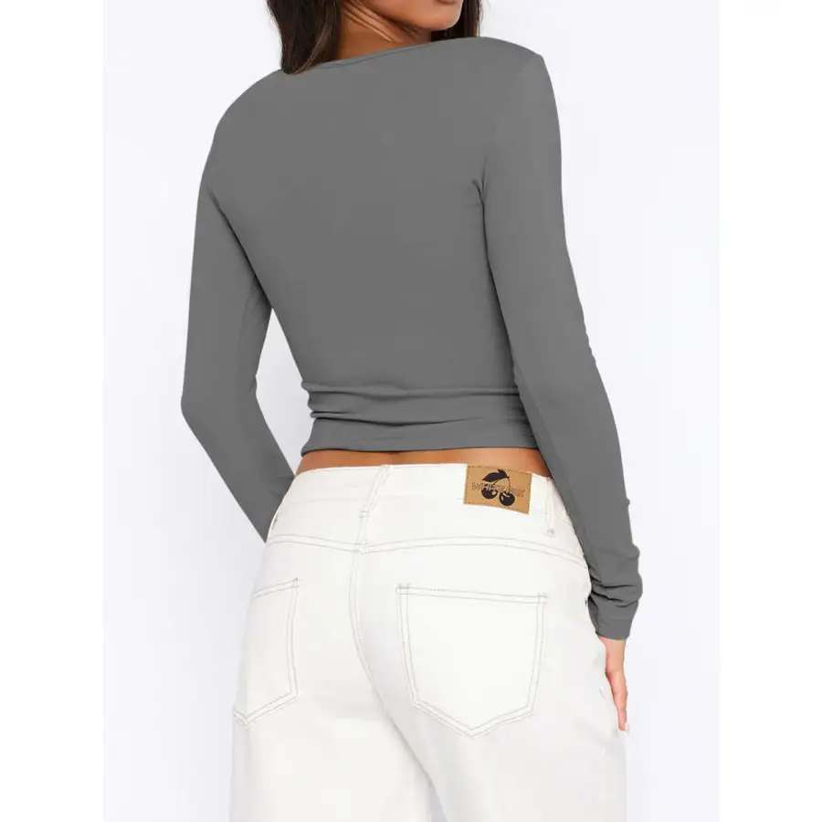 Button Down Long Sleeve Top