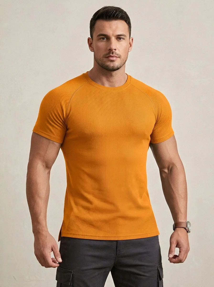 Men's Ribbed Knit Raglan Sleeve T-Shirt