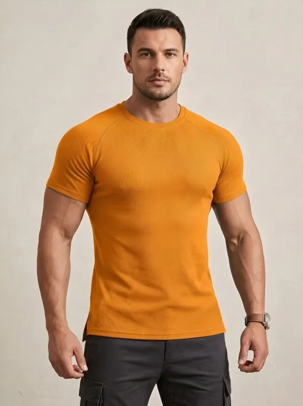 Men's Ribbed Knit Raglan Sleeve T-Shirt