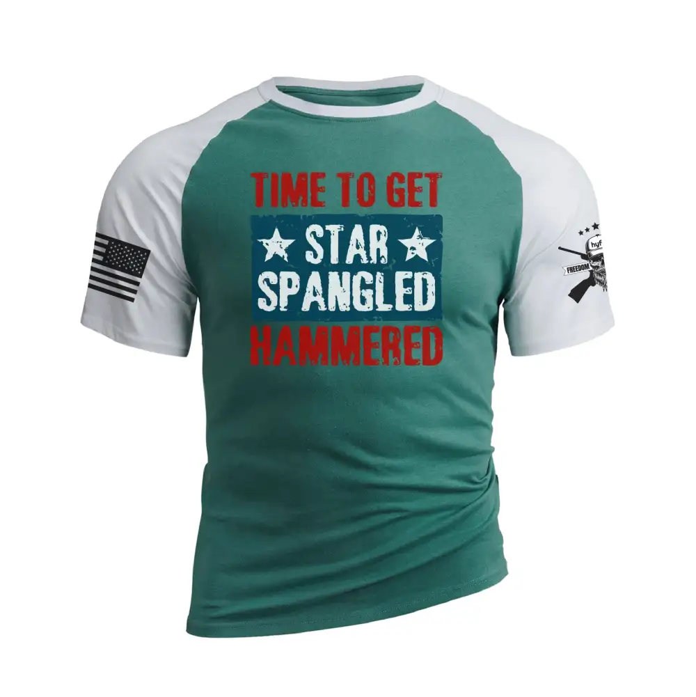 TIME TO GET STAR SPANGLED HAMMERED RAGLAN GRAPHIC TEE