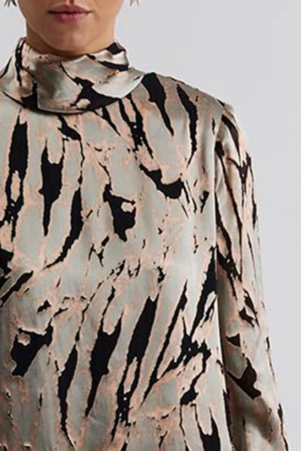 Abstract Print Silk Blend Mini Dress