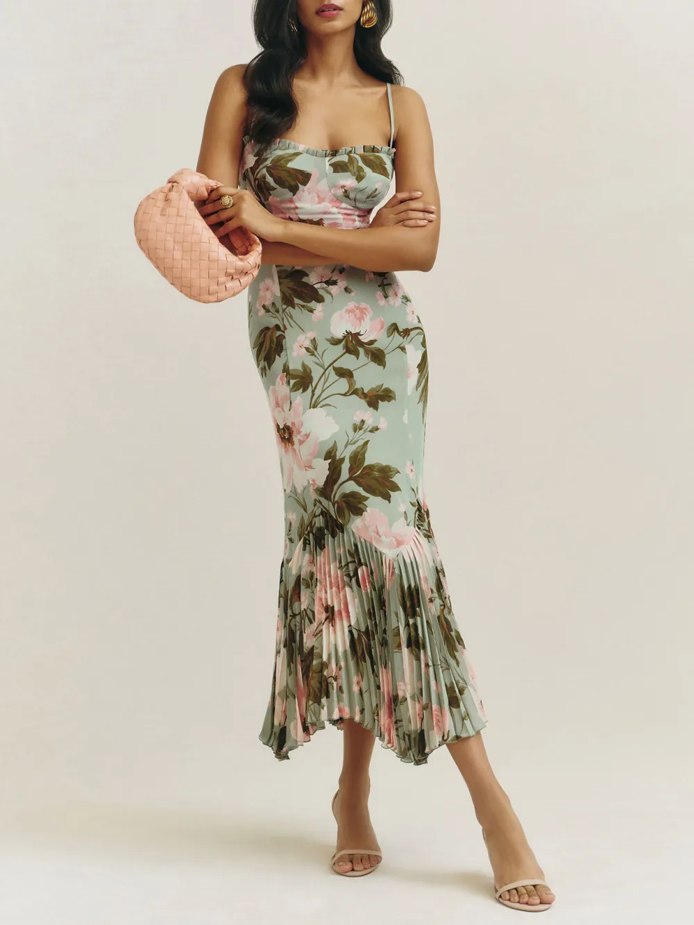 Spaghetti Strap Floral Midi Dress