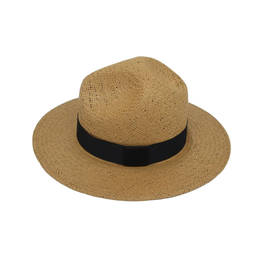Wide Brim Straw Fedora Sun Hat