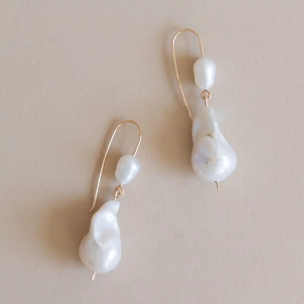 Baroque Pearl Double Drop Earrings