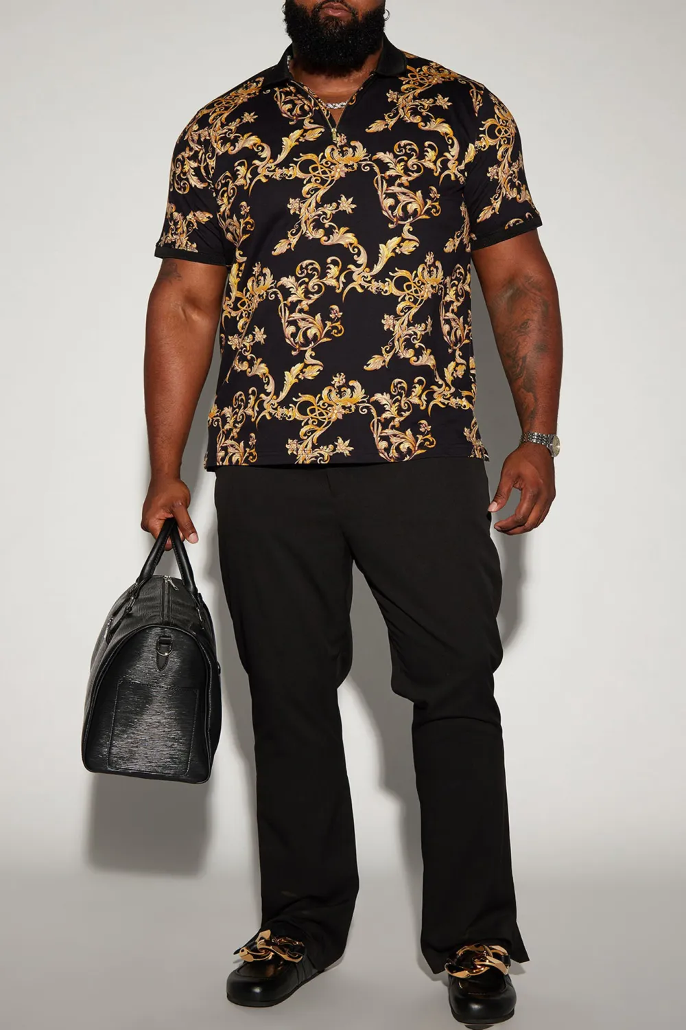 Graphic Short Sleeve Polo - Black