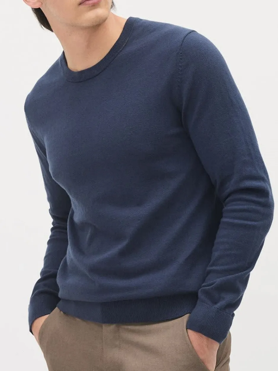 Inky Blue Long-Sleeve Crew-Neck Sweater