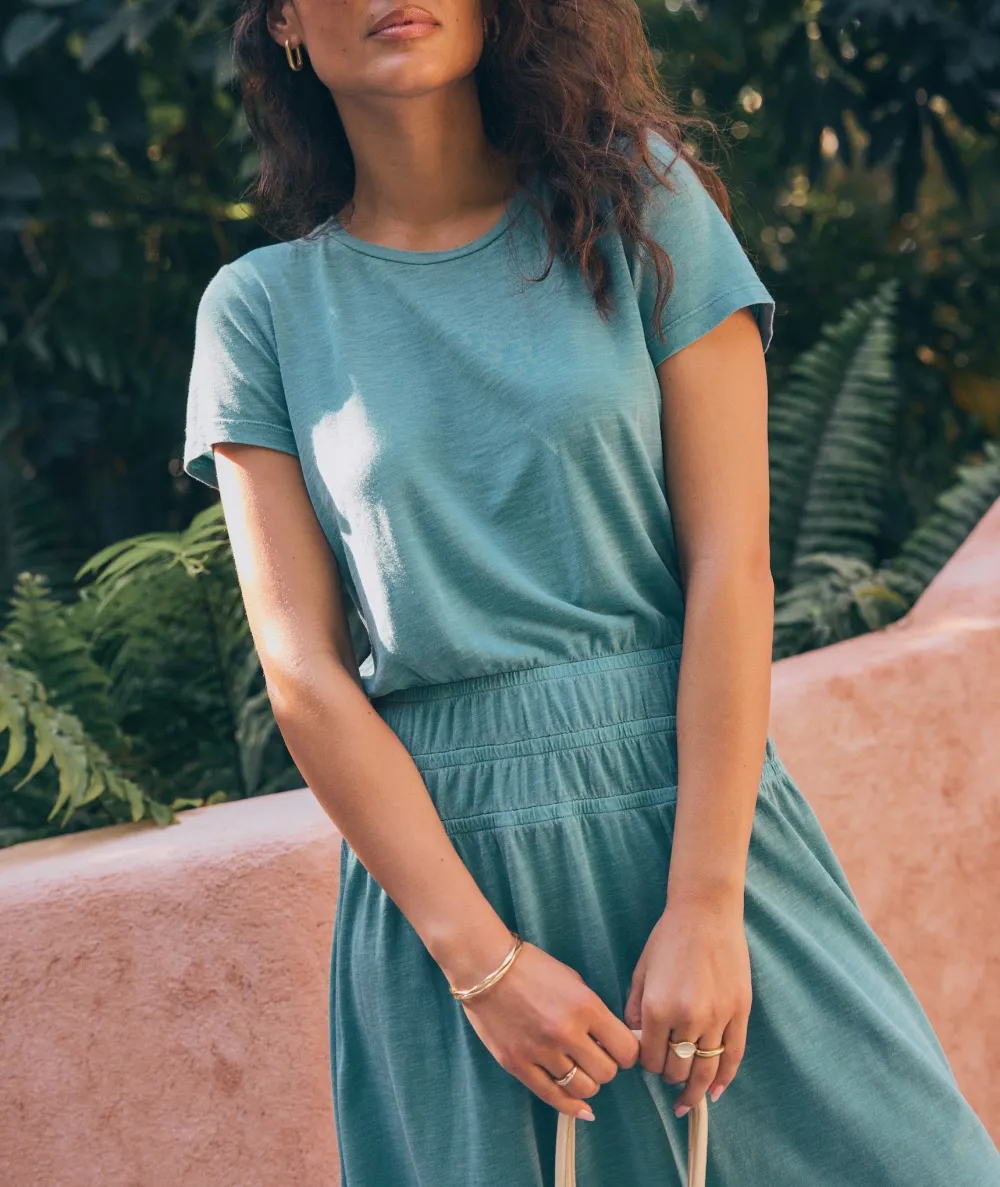 Teal Short Sleeve Mini Dress