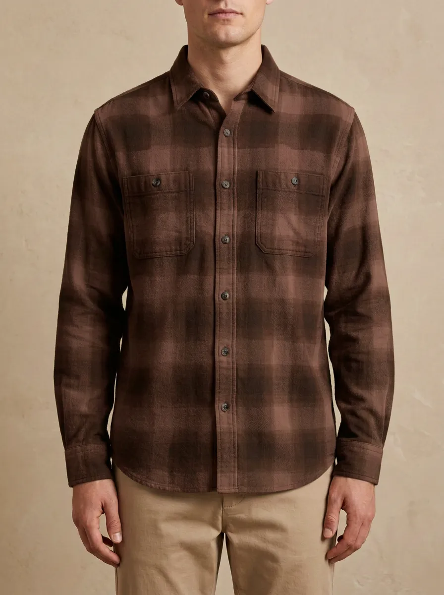 Modern Finish Plaid Long-Sleeve Men's Long-Sleeve Shirt
