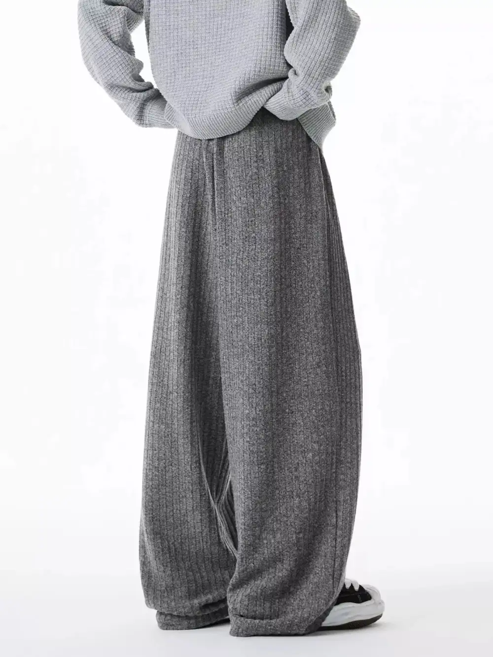 Men's Plus Size Relaxed Fit Ribbed Knit Pants