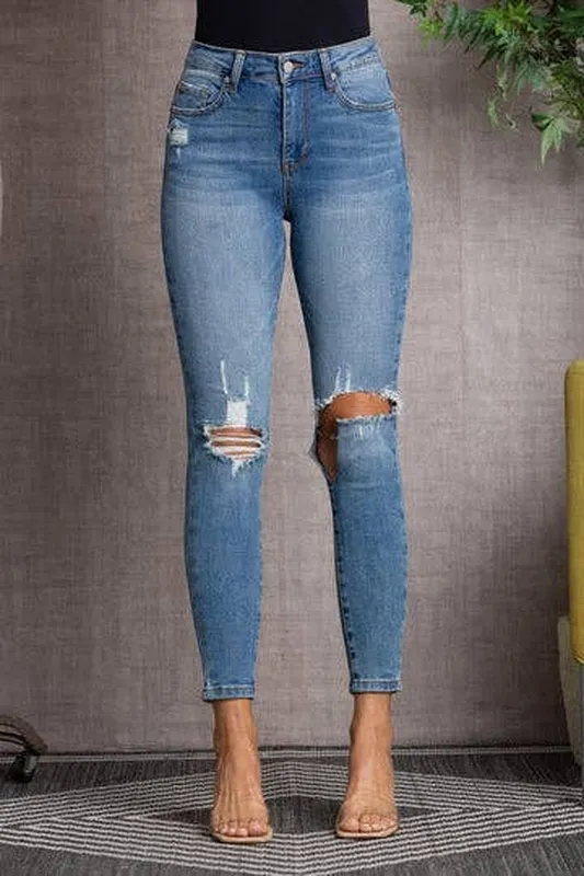High Rise Ripped Skinny Jeans