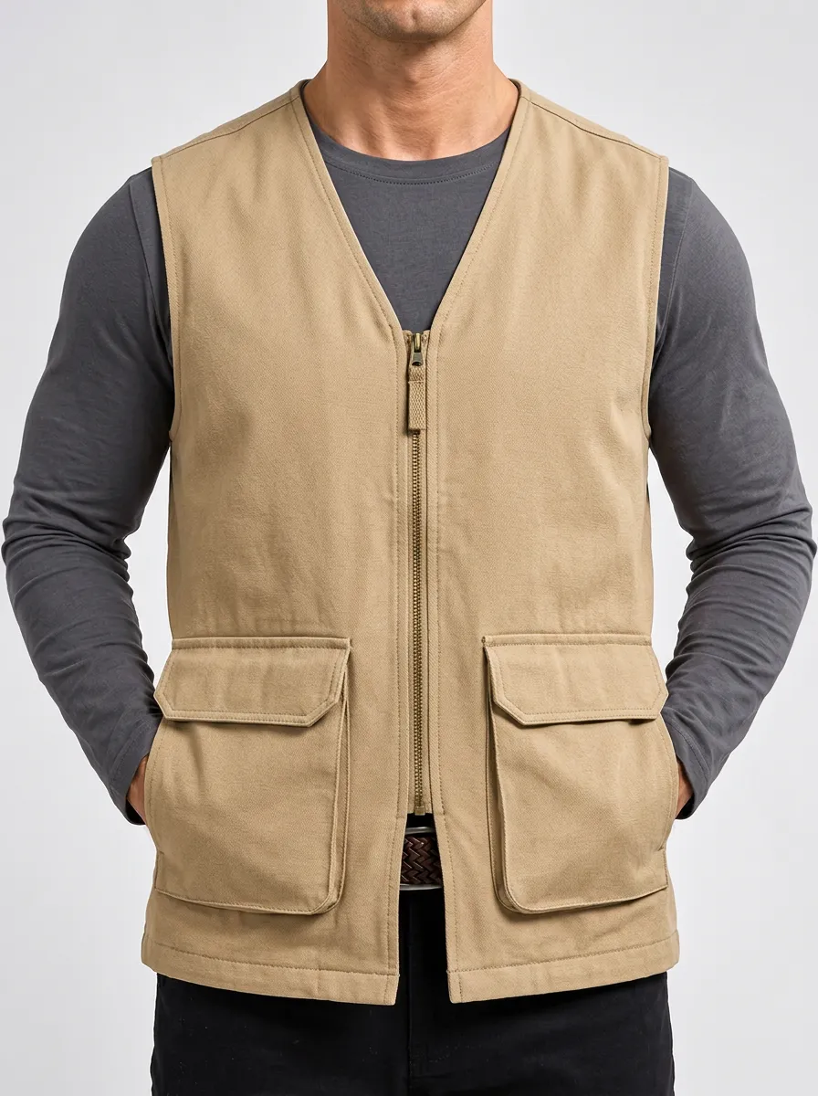 Cargo-Style Outdoor-Style Sleeveless Men's Jacket