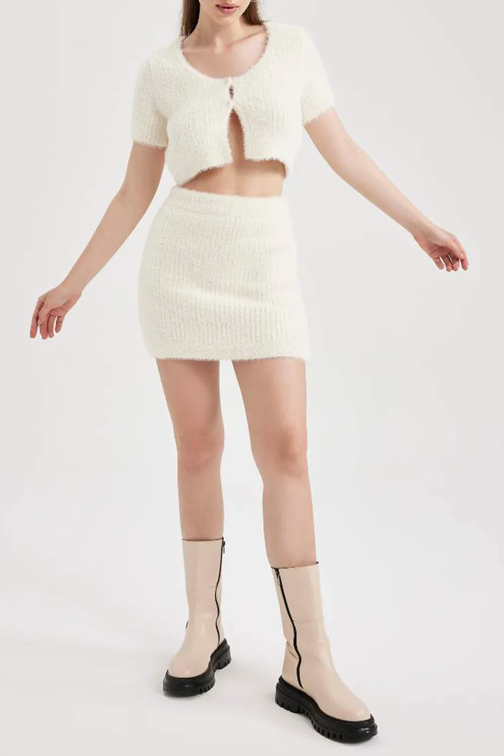 Fit Knitwear Mini Skirt