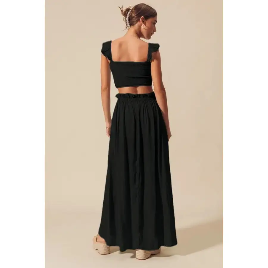 So Me Smocked Top and Flowy Maxi Skirt Set