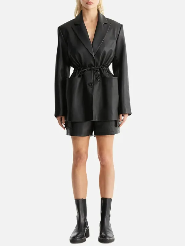 LEATHER LAPEL BLAZER