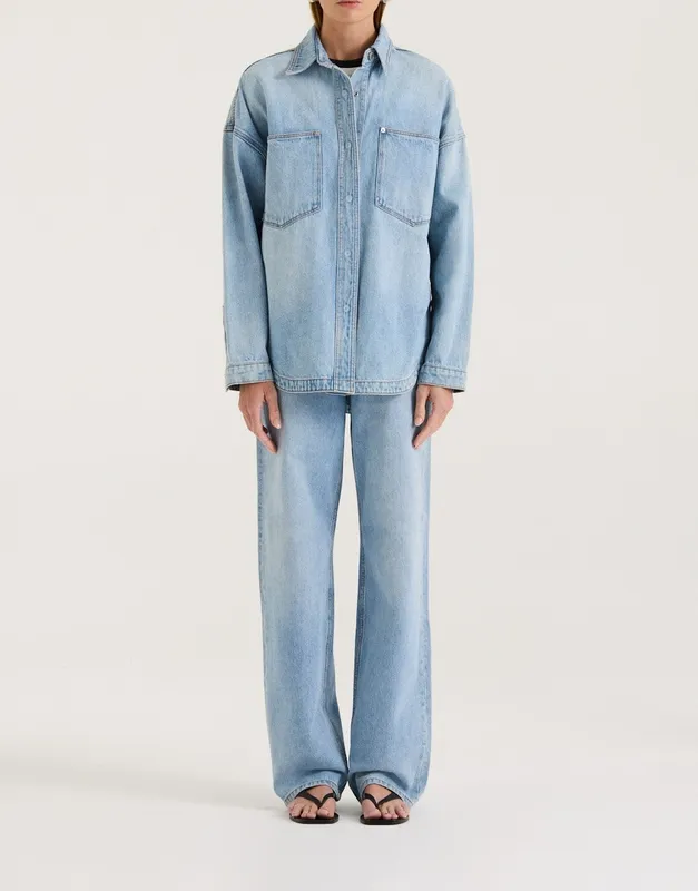 Light Wash Oversized Denim Shirts
