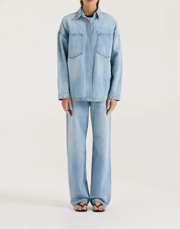Light Wash Oversized Denim Shirts