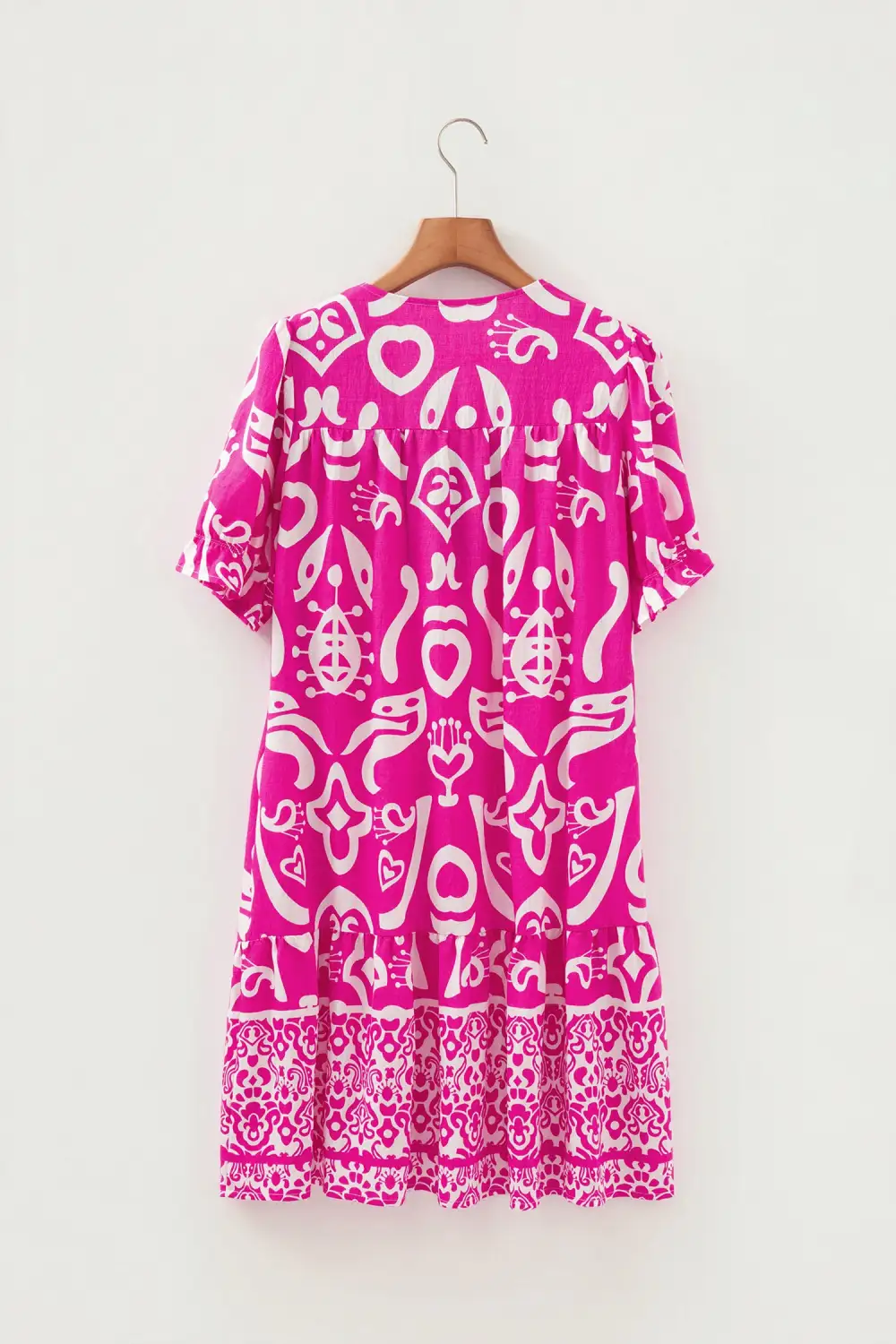 Wearable Cut Printed V Neck Short Sleeve Dress